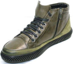 Стильные ботинки мужские зима осень Luciano Bellini BC2803 TL Khaki.