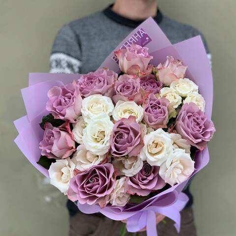Bouquet «Lavender Snow», Flowers: Rose