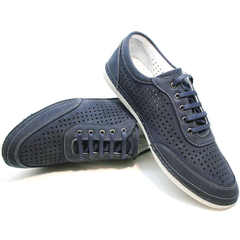 Туфли кроссовки натуральная кожа мужские Vitto Men Shoes 3560 Navy Blue.