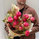 Photo of Bouquet of 11 premium Coral Charm peonies «Bright Sofia»