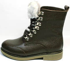 Коричневые ботинки на шнуровке женские зимние Studio27 576c Broun.