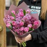 Photo of Bright bouquet with tulips and lilacs «Spring Love»
