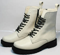 Высокие ботинки зимние женские натуральная кожа Ari Andano 740 Milk Black.