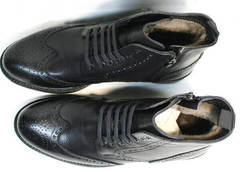 Стильные ботинки мужские с мехом LucianoBelliniBC3801L-Black .