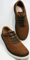 Модные мужские летние туфли на плоской подошве Vitto Men Shoes 1830 Brown White