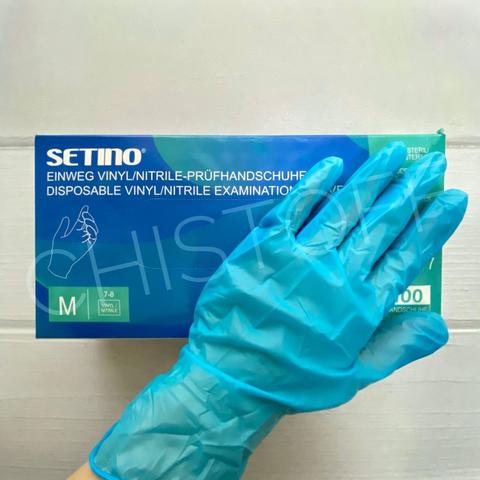 Перчатки SETINO vinyl/nitrile голубые М 100 шт.