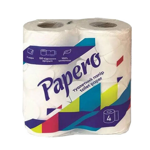Туалетная бумага Papero 2сл. (4 шт.) белая (TP055)