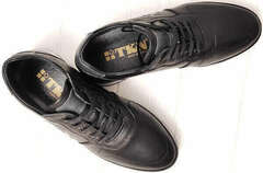 Весенние кроссовки натуральная кожа мужские TKN Shoes 155 sl Black.