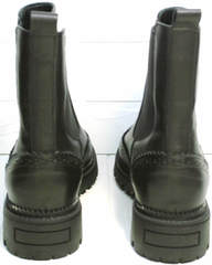 Ботинки женские италия на низком каблуке Jina 7113 Leather Black.