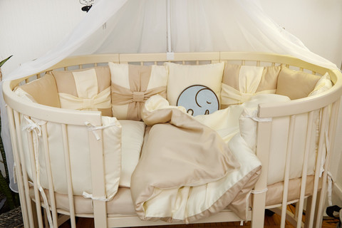 Комплект постельного в детскую кроватку Бантик Бежевый