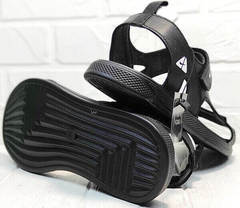 Кожаные мужские сандали босоножки на низкой подошве Nike 40-3 Leather Black.
