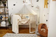 Комплект детского постельного белья Бантик с балхином в кроватку Крем-кофе