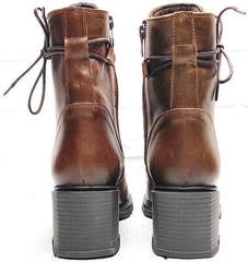 Осенние женские ботинки на квадратном каблуке 6 см G.U.E.R.O 108636 Dark Brown.