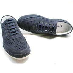 Летние туфли  без каблука Vitto Men Shoes 3560 Navy Blue.