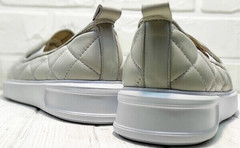 Кожаные слипоны на платформе туфли женские без каблука Alpino 21YA-Y2859 Cream.