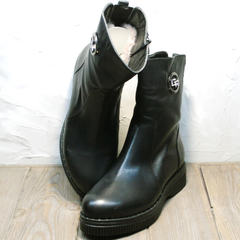 Полусапожки на низком каблуке женские зимние G.U.E.R.O G019 8556 Black.