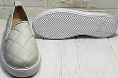 Весенние туфли кожаные слипоны женские Alpino 21YA-Y2859 Cream.
