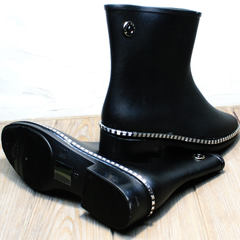 Резиновые сапоги ботинки без шнурков женские Hello Rain Story 1019 Black