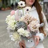 Photo of Most delicate composition of hydrangea, roses and anemones «Dreamy Jiliya»