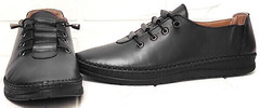 Смарт кэжуал чёрные кроссовки женские мокасины кожаные EVA collection 151 Black.