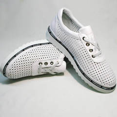 Белые кроссовки туфли женские на низком ходу Evromoda 215.314 All White.