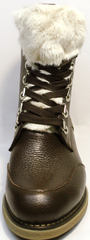 Зимние ботинки женские кожаные с мехом Studio27 576c Broun.