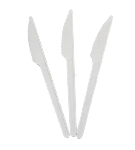 Ножі одноразові пластикові білі покращені (100 шт.)