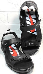Мужские босоножки кожаные сандали в спортивном стиле Nike 40-3 Leather Black.
