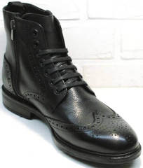 Стильные мужские ботинки на зиму LucianoBelliniBC3801L-Black .