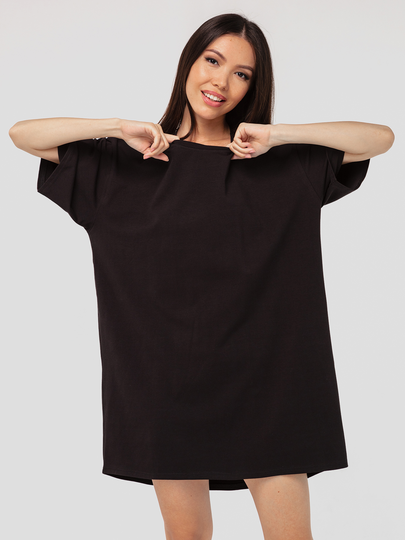 Сукня-футболка бавовняна чорна YOS
