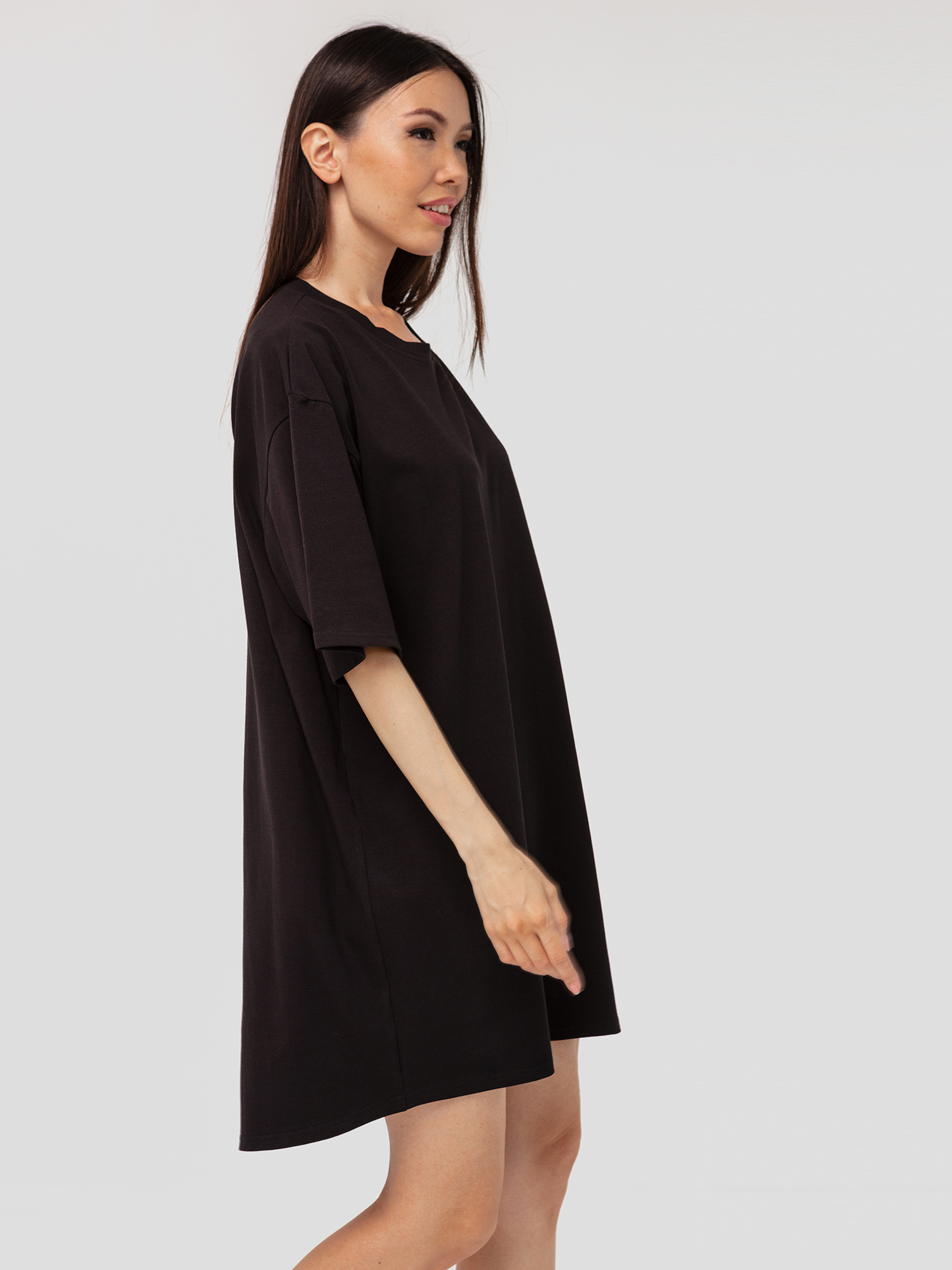 Платье-футболка хлопковое черное YOS от украинского бренда Your Own Style