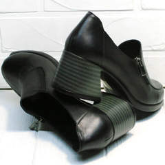 Удобные женские туфли на устойчивом каблуке демисезонные H&G BEM 107 03L-Black.