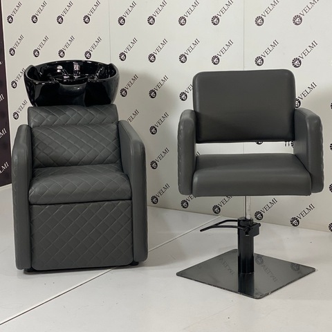 Комплект парикмахерской мебели Polo Premium Lux Black на квадрате