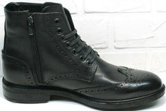 Турецкие ботинки мужские зимние с молнией LucianoBelliniBC3801L-Black .