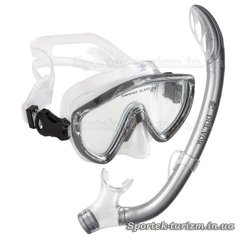Комплект для підводного плавання підлітковий маска + трубка Dolvor Junior M171P + SN59P
