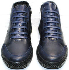 Кожаные зимние ботинки на шнурках мужские Luciano Bellini BC2802 L Blue.