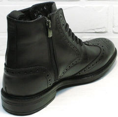 Кожаные ботинки зимние мужские классика LucianoBelliniBC3801L-Black .