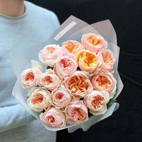 15 піоновидних троянд Juliet у букеті «Шик та вінтаж», Квіти: Троянда піоновидна