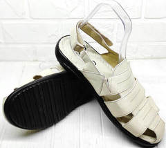 Белые босоножки сандали мужские кожаные. Летние босоножки мужские сандали с закрытым носком Etor White leather.
