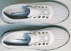 Кожаные женские туфли с перфорацией Evromoda 215.314 All White.