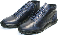 Низкие ботинки на шнуровке осень зима мужские Luciano Bellini BC2802 L Blue.
