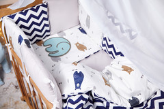 Комплект постельного белья для новорожденных с защитой-бортиками Верона Мишка + Зигзаг