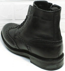 Мужские кожаные зимние ботинки на молнии  LucianoBelliniBC3801L-Black .