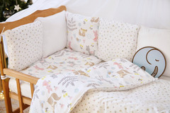 Комплект постельного белья для новорожденных с бортиками-защитой Верона Зверята + сердца