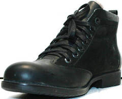 Утепленные ботинки мужские классические зимние Luciano Bellini 6057-58K Black Leathers & Nubuk.