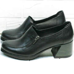 Женские модные туфли на толстом каблуке демисезонные H&G BEM 107 03L-Black.