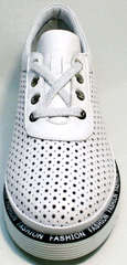 Летние белые туфли на шнурках женские Evromoda 215.314 All White.
