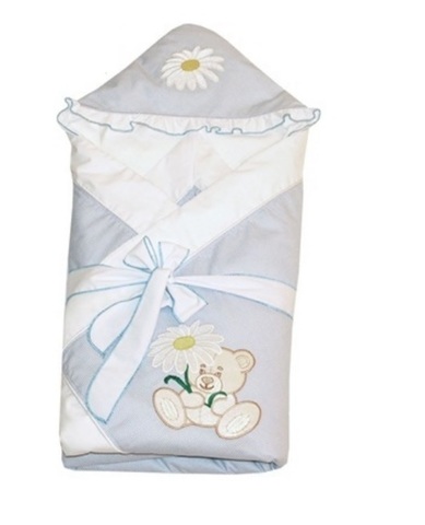 Конверт-одеяло для новорожденных на выписку Ромашка голубой