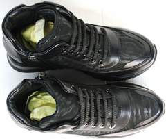Кожаные кроссовки сникерсы осенние Evromoda 965 Black