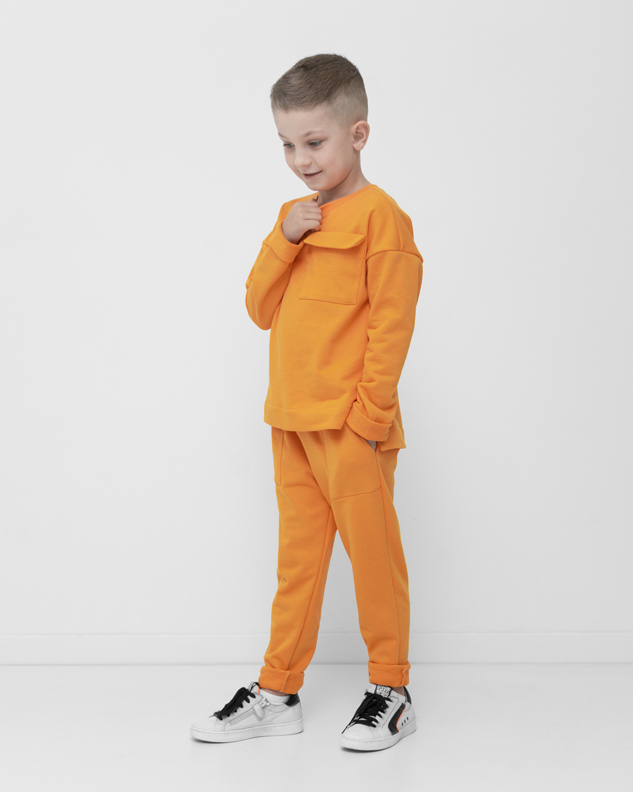 Дитячий костюм світшот і штани з підворотами Помаранчевий